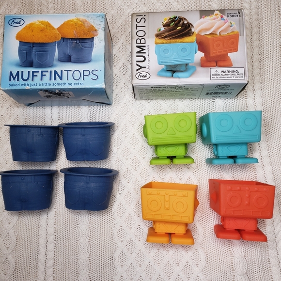 2x Fred & Friends Yumbots + Muffin Tops Muffin Cupcake Liners or Bento Lunch Box - Picture 2 of 8